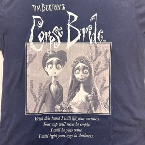 Tim Burtons Corpse Bride Graphic T-Shirt Navy Blue Victor Emily Movie Promo‎ Tee